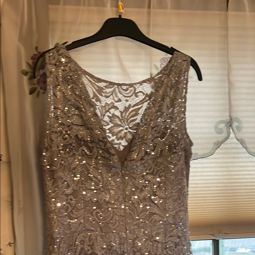 Elegant Silver Sequin Lace Fancy Dress with sparkle jewels newly dry cleaned